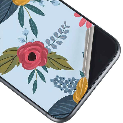 Blue Fall Flowers iPhone 11 Skin